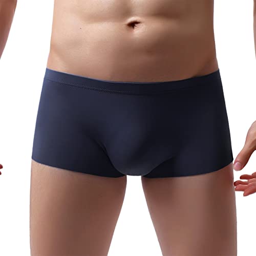 FNKDOR 2024 Boxershorts Herren Eisseide Stretch Hauchdünn Ohne Naht Low Rise Atmungsaktive Bequeme Unterhosen (Dark Blue, L) von FNKDOR