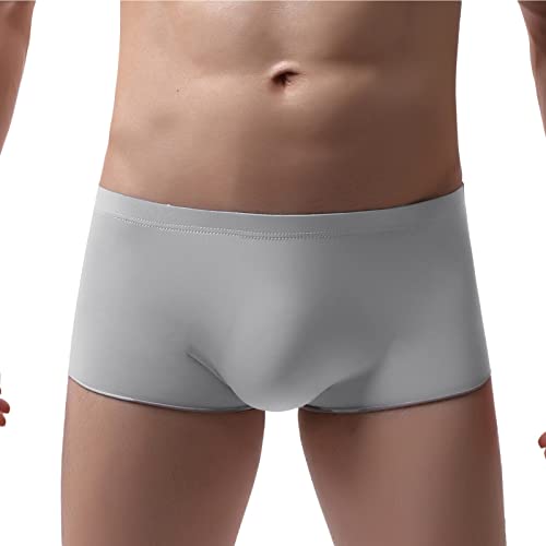 FNKDOR 2024 Boxershorts Herren Eisseide Stretch Hauchdünn Ohne Naht Low Rise Atmungsaktive Bequeme Unterhosen (Grey, M) von FNKDOR