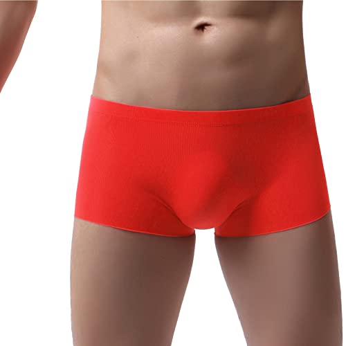 FNKDOR 2024 Boxershorts Herren Eisseide Stretch Hauchdünn Ohne Naht Low Rise Atmungsaktive Bequeme Unterhosen (Red, XL) von FNKDOR