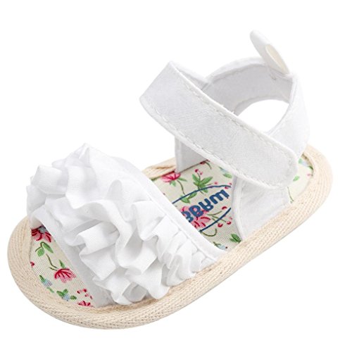 FNKDOR Baby Mädchen Blumen Sandalen Neugeborene Krabbelschuhe Erste Schuhe(0-6 Monate,Weiß) von FNKDOR