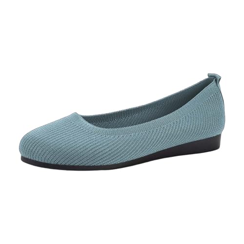 FNKDOR Ballerinas für Damen Elegant mit Keilabsatz Bequem Sommerschuhe Slip On Flache Schuhe Mesh Knit Kleid Schuhe Größe.37-43 (Sky Blau, 40) von FNKDOR
