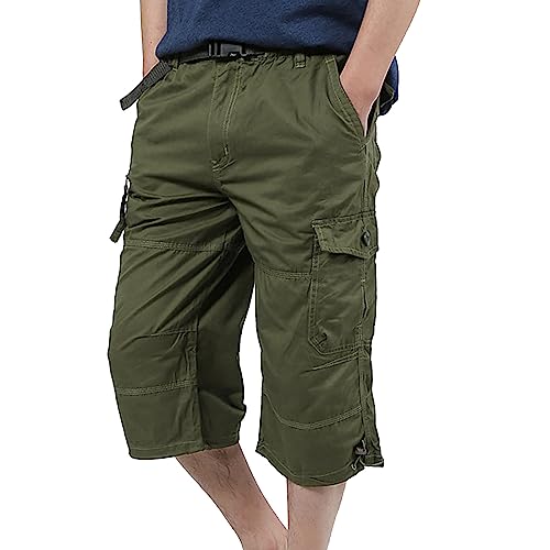 FNKDOR Cargo Shorts Herren 3/4 Wandershorts Kurze Cargohose mit Gürtel von FNKDOR