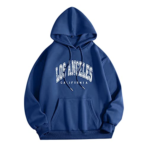 FNKDOR Damen Los Angeles Oversized Locker Sweatshirt mit Kängurutasche Kapuzenpullover Hoodie Sweatpullover von FNKDOR