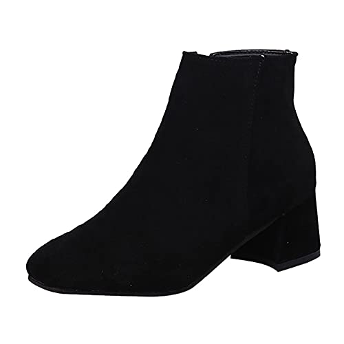 FNKDOR Damen Stiefeletten Absatz Damen Farbe Kurz Solide Reißverschluss Stiefel Mode Stiefel Block Seite Damenstiefel von FNKDOR