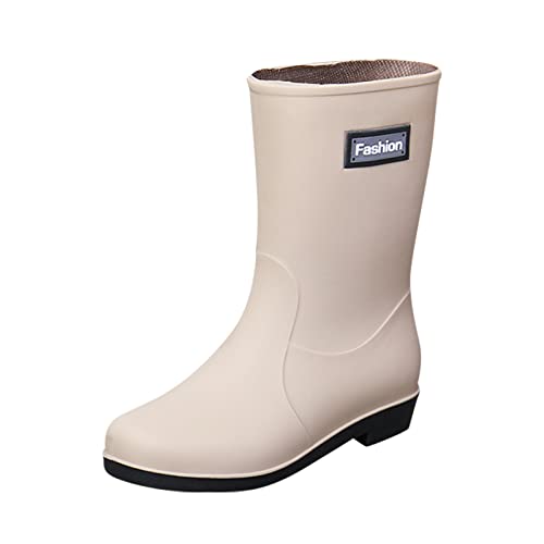 FNKDOR Gummistiefel Damen Halbhoche Weitschaft Regenstiefel#4 von FNKDOR