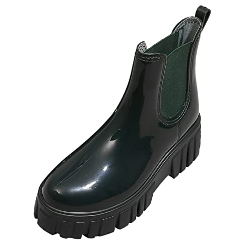 FNKDOR Gummistiefel Damen Kurz Plateau Chelsean Regenstiefel von FNKDOR