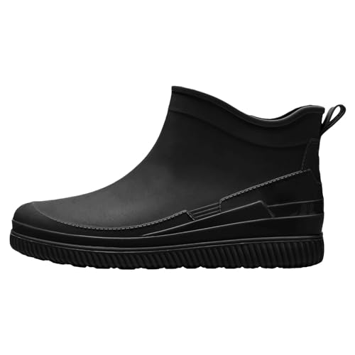 FNKDOR Gummistiefel Damen Kurz Weit Wasserdicht rutschfest Gummistiefeletten Regenstiefel (Black, 39) von FNKDOR
