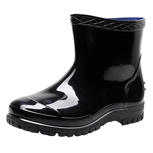 FNKDOR Gummistiefel Herren Kurz Weitschaft Lackleder Regenstiefel von FNKDOR