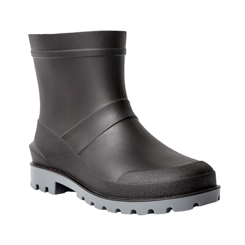 FNKDOR Gummistiefel Herren Wasserdicht Rutschfest Halbhoher Regenstiefel Chelsea Gummistiefeletten (Schwarz, 45) von FNKDOR
