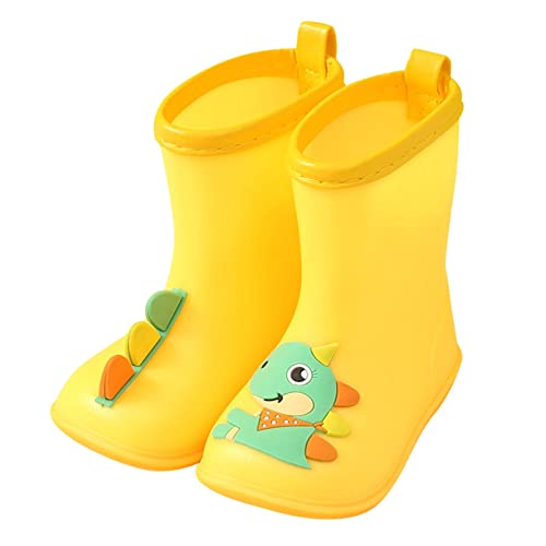 FNKDOR Gummistiefel für Kinder Jungen Mädchen Unisex Halbhoch Cartoon Dinosaurier Anti-Rutsch Wasserdicht Regenstiefel Gr.21-32 (Gelb, 29.5 Little Child) von FNKDOR