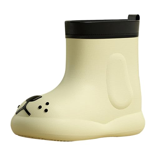 FNKDOR Gummistiefel für Kinder Jungen Mädchen Unisex Halbhoch Welpe modellieren Anti-Rutsch Wasserdicht Regenstiefel Gr.22-31 (White, 27.5 Little Child) von FNKDOR