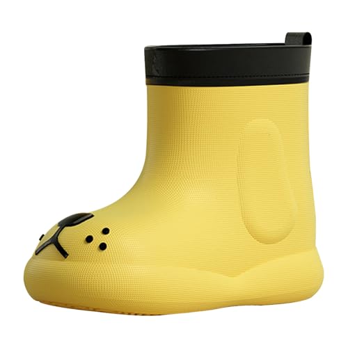 FNKDOR Gummistiefel für Kinder Jungen Mädchen Unisex Halbhoch Welpe modellieren Anti-Rutsch Wasserdicht Regenstiefel Gr.22-31 (Yellow, 27.5 Little Child) von FNKDOR