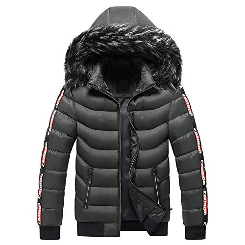 FNKDOR Herren Winterjacke mit Abnehmbar Fellkapuze Warm Steppjacke Leichte Daunenjacke Grün XL von FNKDOR