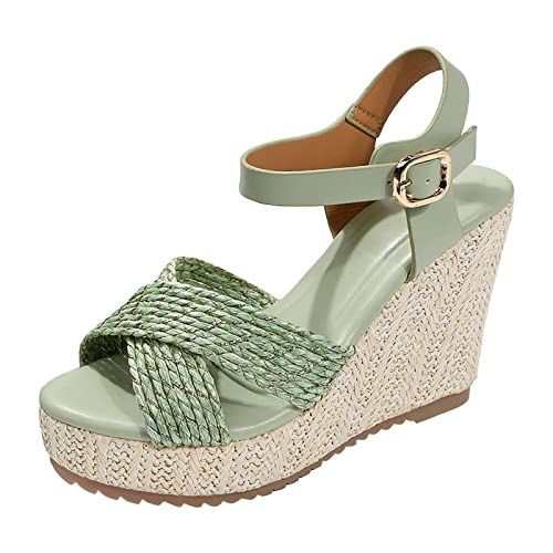 FNKDOR Keilsandaletten Damen Espadrilles Crisscross Geflochten Plateausandalen von FNKDOR
