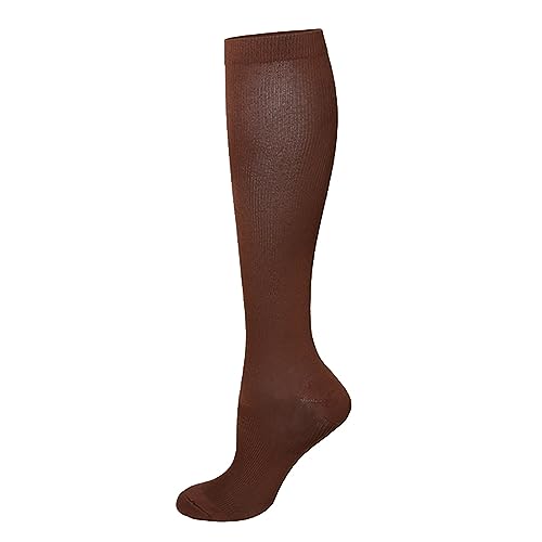 FNKDOR Kompressionsstrümpfe Damen und Herren Sommer Lange Stützstrümpfe Kompressionssocken Compression Socks für Sport Running Wandern Reisen Radsport (Coffee, M) von FNKDOR