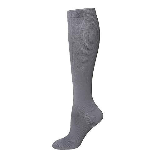 FNKDOR Kompressionsstrümpfe Damen und Herren Sommer Lange Stützstrümpfe Kompressionssocken Compression Socks für Sport Running Wandern Reisen Radsport (Grey, M) von FNKDOR