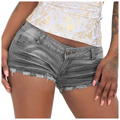 FNKDOR Kurze Hose Damen Gerissene ausgefranste Freizeitshorts Sem Jeans Denim Mode Summer Damenshorts Hosen von FNKDOR