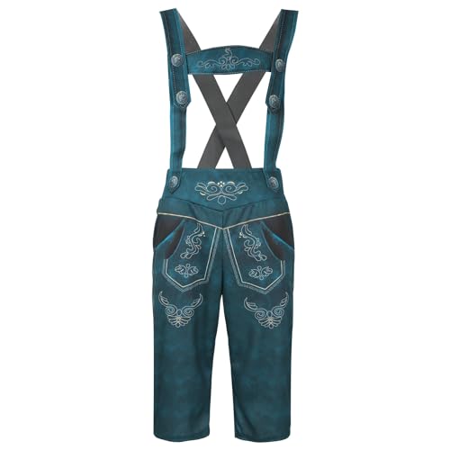 FNKDOR Lederhose Herren Tracht Trachtenhose Trachtenlederhosen Lederhosen Oktoberfest Mann Bayrischen Trachten Hose Trachtenmode mit Hosenträgern (Green, M) von FNKDOR