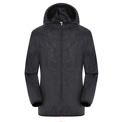 FNKDOR Leichte Dünne Regenjacke Damen Wasserdicht Atmungsaktiv Windbreaker Übergangsjacke Regenmantel Softshelljacke mit Kapuze#10 (Black, XXXL) von FNKDOR