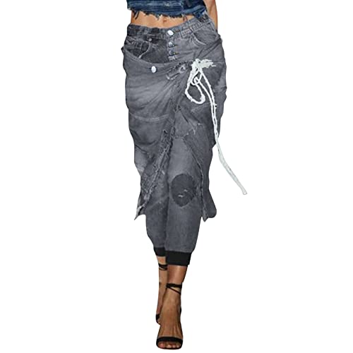 FNKDOR Low Waist Jeans Damen Straight Leg Jeans Ausgefallene Gerade Jeans 7/8 Länge Caprijeans mit Knopfleiste von FNKDOR