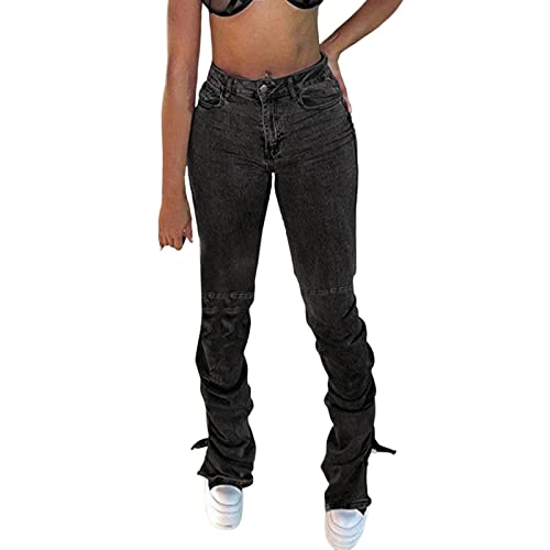 FNKDOR Mid Waist Jeans Damen Slim Jeans mit Schlitz von FNKDOR