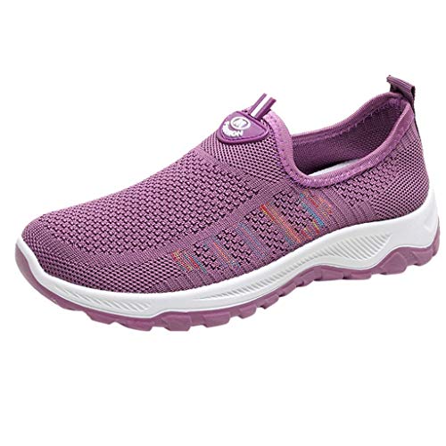 FNKDOR Ohne Schnürsenkel Sneaker Damen Turnschuhe Mode Slip on Damen Schuhe Atmungsaktiv Laufschuhe Leichte Sportschuhe Lila#2 37 von FNKDOR