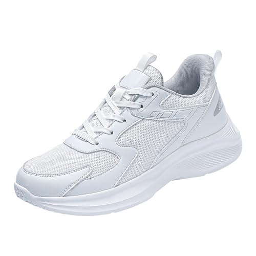 FNKDOR Sneaker Herren Gewebt Atmungsaktiv Leicht Sportschuhe Schnürung Turnschuhe Trendy Freizeit Laufschuhe 39-50 (White, 50) von FNKDOR
