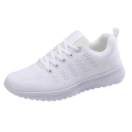 FNKDOR Sneaker & Sportschuhe für Damen Atmungsaktiv Weicher Stretch Colour Blocking, für Sommer und Herbst (White, 41) von FNKDOR