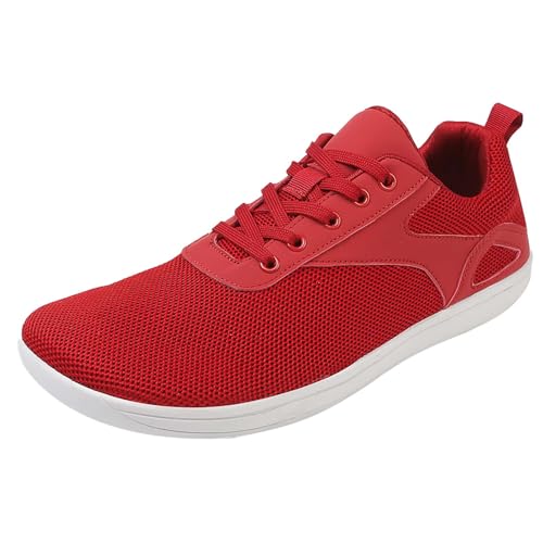 FNKDOR Sneaker & Sportschuhe für Damen Herren Unisex Atmungsaktiv Leichtgewichts Breite Barfußschuhe Laufschuhe Turnschuhe gr 36-47 (Red, 45) von FNKDOR