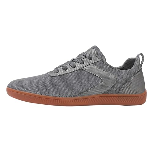 FNKDOR Sneaker & Sportschuhe für Damen Herren Unisex Breite Barfußschuhe Atmungsaktiv Leichtgewichts Laufschuhe Turnschuhe gr 36-48 (Grey, 48) von FNKDOR