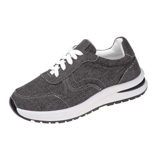 FNKDOR Sneaker & Sportschuhe für Damen Minimalistisch Weicher Bequem Fashion Denim Freizeitschuhe, für Sommer und Herbst (Black, 43) von FNKDOR