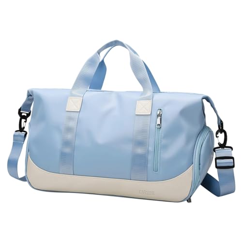 FNKDOR Sporttasche Damen Herren Unisex Taschen Handgepäck Reisetasche Travel Bag für Sports Urlaub Gym Übernachtung (Light Blue, One Size) von FNKDOR