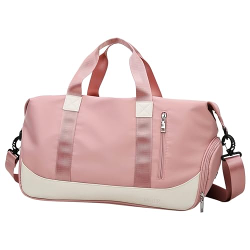 FNKDOR Sporttasche Damen Herren Unisex Taschen Handgepäck Reisetasche Travel Bag für Sports Urlaub Gym Übernachtung (Pink, One Size) von FNKDOR