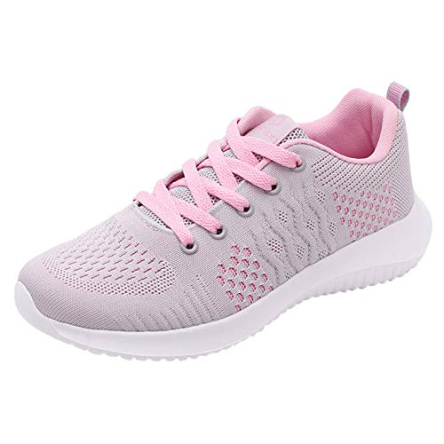 FNKDOR Turnschuhe Damen Sneaker Leichte Laufschuhe Mesh Atmungsaktiv Casual Fitness Sportschuhe Rosa 38 von FNKDOR