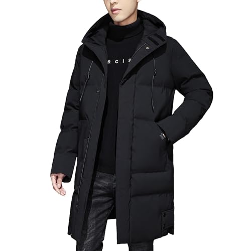 FNKDOR Winterjacke Herren Lange Wintermantel mit Kapuze Warm Große Größen Steppmantel Daunenjacke Puffer Jacke (Black, XXXXXXL) von FNKDOR