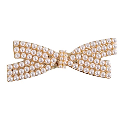 # Französische Perle Schleife Haarspange für weibliche Haarspange süß und Haarschmuck Winter Temperament kleine Duftspange (Gold, One Size) von FNKDOR
