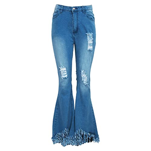 Jeans Damen Bootcut Jeans Flared Jeans Schlagjeans Ripped Jeans mit Löchern Nr#28 von FNKDOR