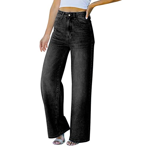 Jeans Damen Mid Waist Loose Baggy Weite Jeans Wide Leg Jeans von FNKDOR