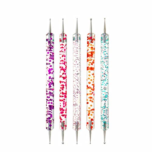 # Nail Double Head Point Drill Pen 5 Stück Pailletten Pole Point Drill Needle Set Double Head Acryl Point Flower Pen (A, One Size) von FNKDOR