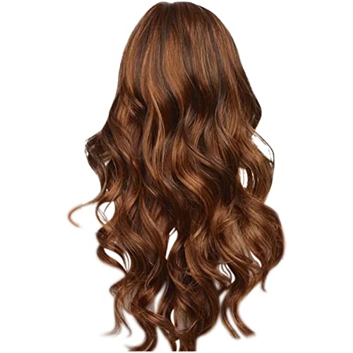 # Perücke Damen Mid Split Long Roll Damen kurzes lockiges Haar gemischt mit goldenem Stirnband geeignet für Damenperücken blonde Perücke (Black, One Size) von FNKDOR