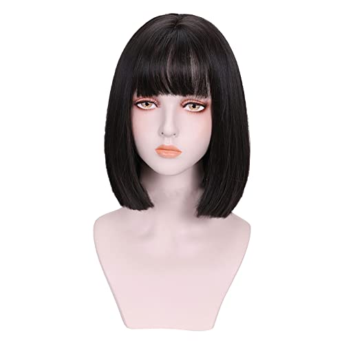 # Princess Cut Wig Female Japanese Air Bangs Kopfbedeckung Mode Schulterlänge Perücke Kopfbedeckung (C, One Size) von FNKDOR