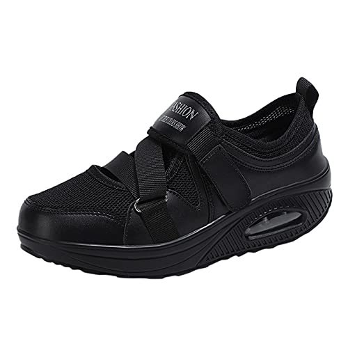 Sneaker Damen Atmungsaktive Outdoor-Schuhe Sportfarbe Sneakers Frauen solide Schuhe runzelndes Mesh Frauen Sneakers von FNKDOR