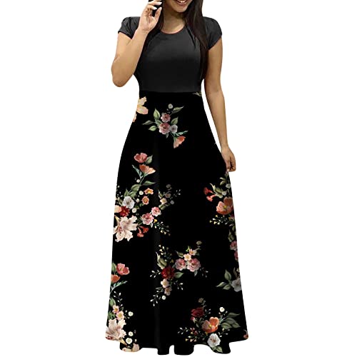 FNKDOR Sommerkleid Damen Lang T-Shirts Blumenkleid von FNKDOR