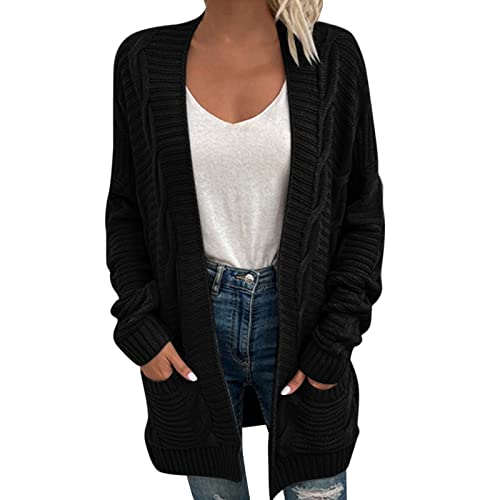 Strickjacke Damen Cardigan Damen Winter Casual Langarm Damen Outwear Mantel Mäntel Solide Strickjacke Fried Dough Twist Pullover von FNKDOR