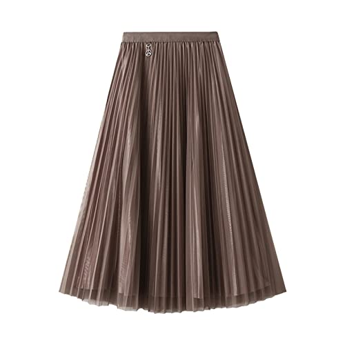 Tüllrock mit Petticoat Damen Schlicht Knielang Hohe Taille Swing Plisseerock Midirock Einheitsgröße Taille 62~100cm Länge 82cm von FNKDOR