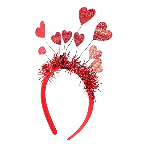 # Valentinstag Haarband Party Hochzeit 9 Herz Stirnband Dekoratives Haarband Haarband Rot Pailletten Herz Stirnband Party Haarband (Red, One Size) von FNKDOR