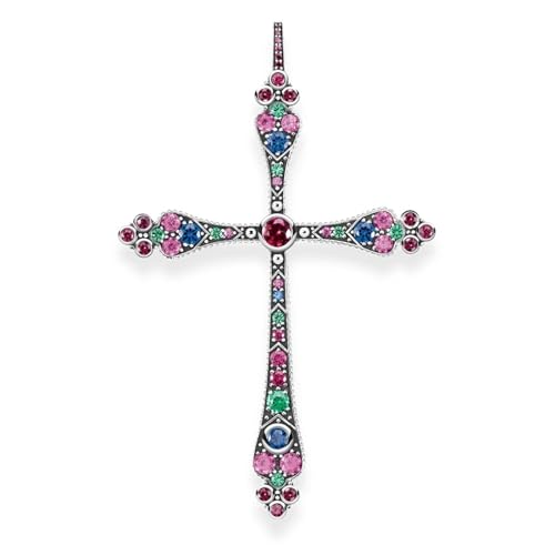 Royalty Kreuz Anhänger, Bunte 925 Sterling Silber Anhänger Viktorianischer Schmuck Böhmen Halskette Zubehör Geschenk Für Frauen Männer Mädchen von FNSK