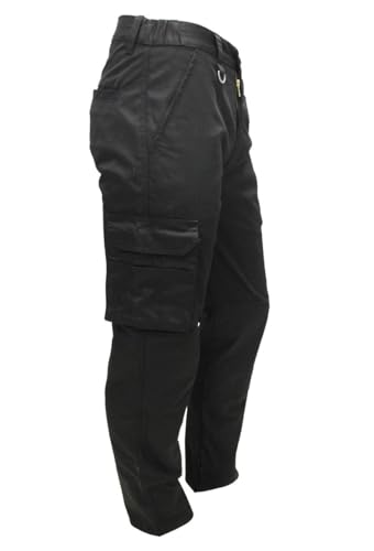 FNT Workwear Herren-Cargo-Arbeitshose mit mehreren Taschen, Arbeitshose mit elastischem Taillenband, Kniepolstertaschen, Knopfleiste und Hosenschlitz mit Reißverschluss, Schwarz, Schwarz , 42W x 29L FNT Workwear Herren-Cargo-Arbeitshose mit mehreren Taschen, Arbeitshose mit elastischem Taillenband, Kniepolstertaschen, Knopfleiste und Hosenschlitz mit Reißverschluss, Schwarz, Schwarz , 42W x 29L von FNT Workwear