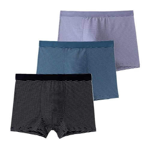 FNVMZ Boxershorts Herren Feuchtigkeitsableitende Boxershorts Mit Streifenmuster Für Herren Aus Baumwollunterwäsche,Farbe1,9XL von FNVMZ