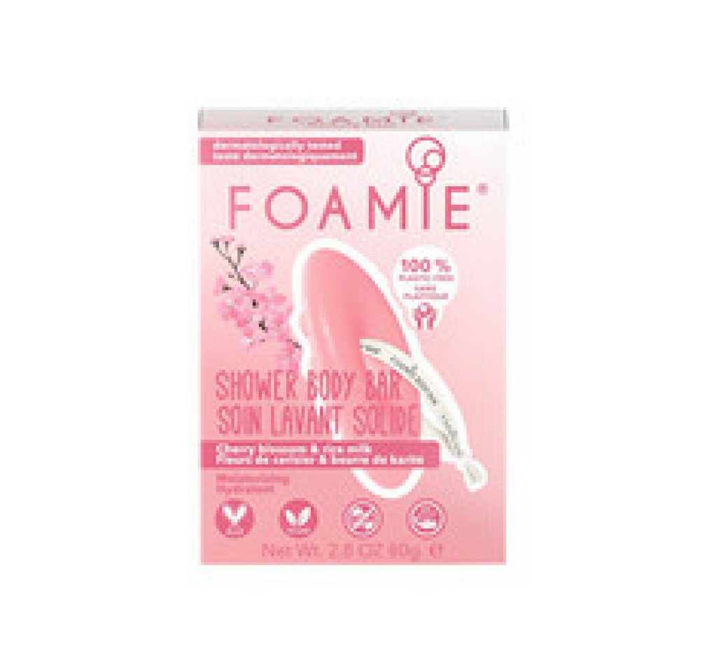 FOAMIE Feste Duschseife Cherry Kiss With Cherry Blossom and Rice Milk (Shower Body Bar) 80 g von FOAMIE